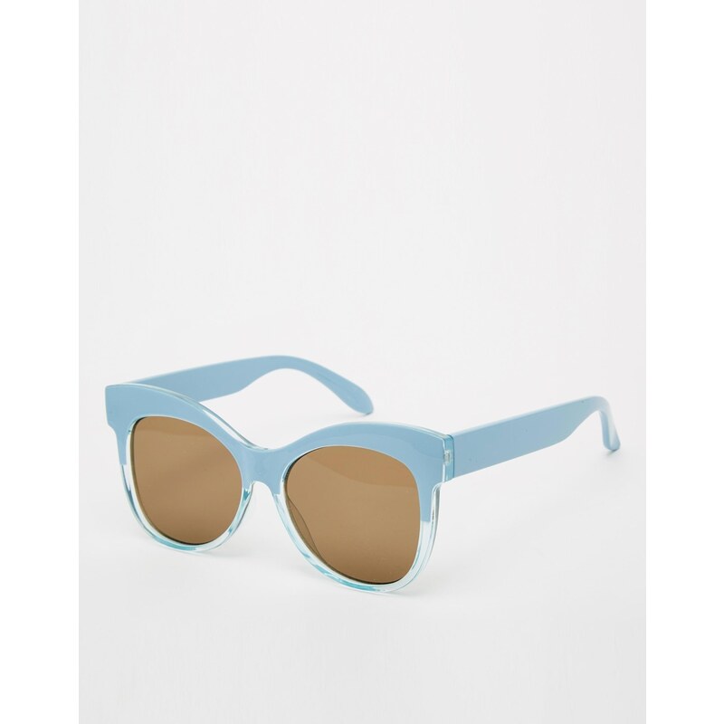 ASOS - Retro-Katzenaugensonnenbrille mit flachen Gläsern - Blau