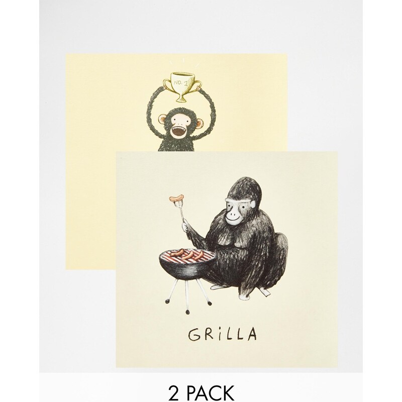 Gifts Ohh Dear - Gorilla & Chimpion - Grußkarten im 2er-Set mit Tierdesigns - Mehrfarbig