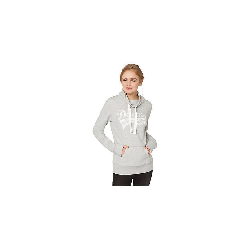 TOM TAILOR Sweatshirt"Denim Girl gemütlicher Hoodie "Denim Girl" für Frauen (unifarben mit Print, langärmlig mit hohem Kragen) aus reiner Baumwoll