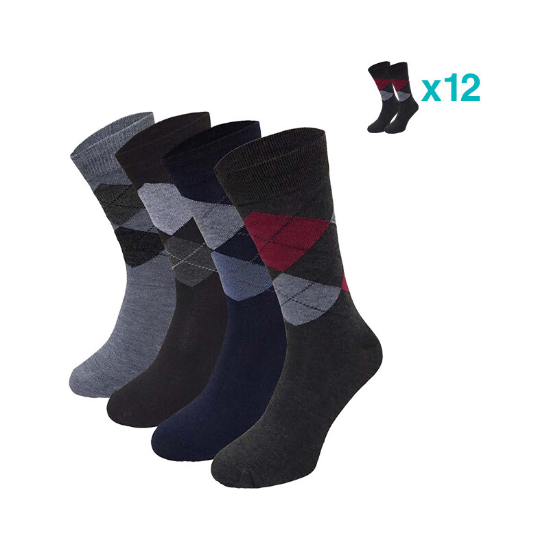 Lesara 12er-Set Business-Socken Karo - 39-42