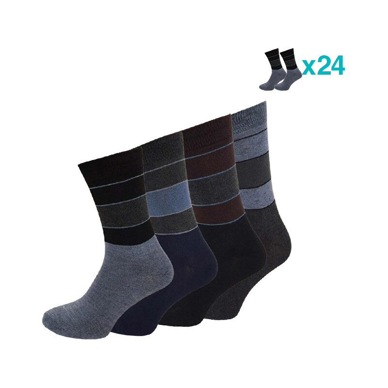 Lesara 24er-Set Business-Socken Streifen - 39-42
