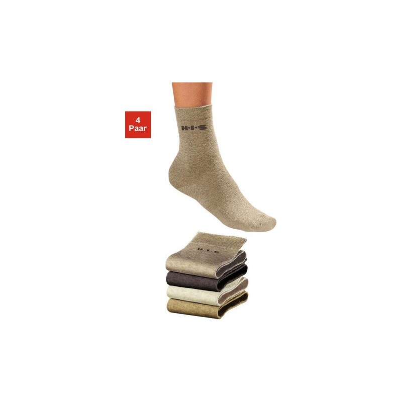 Socken (4 Paar) ohne einschneidendes Bündchen H.I.S braun 35-38,39-42