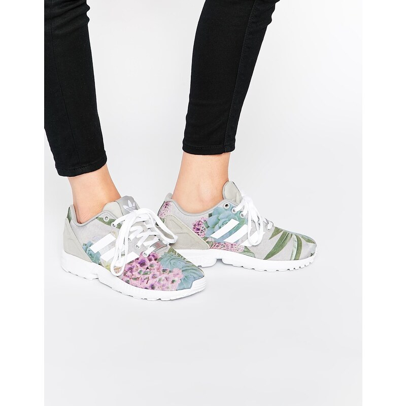 adidas Originals - ZX Flux - Sneakers mit Blumenprint - Einfarbig Grau