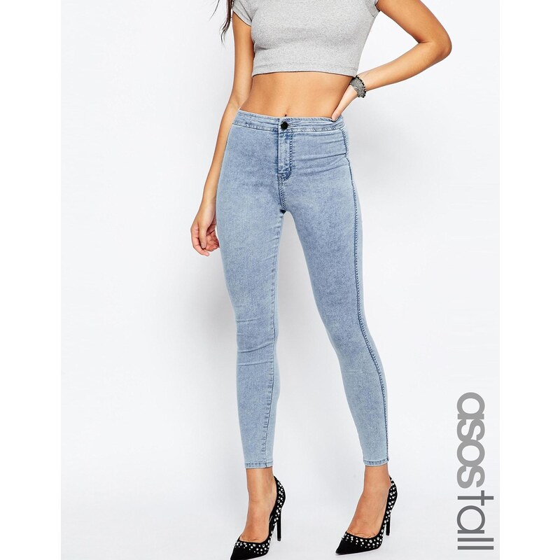 ASOS TALL - Rivington - Jeans-Jeggings mit hoher Taille in grellblauer Arlanda-Waschung - Blau