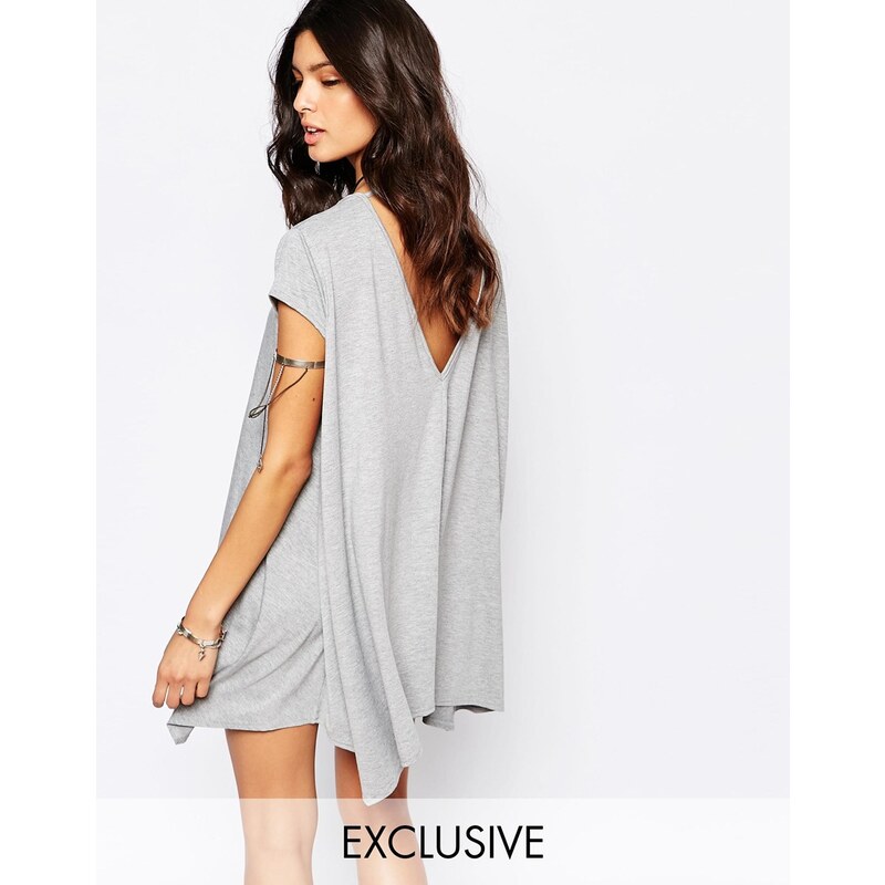 Rokoko - Ausgestelltes, rückenfreies T-Shirt-Kleid - Grau