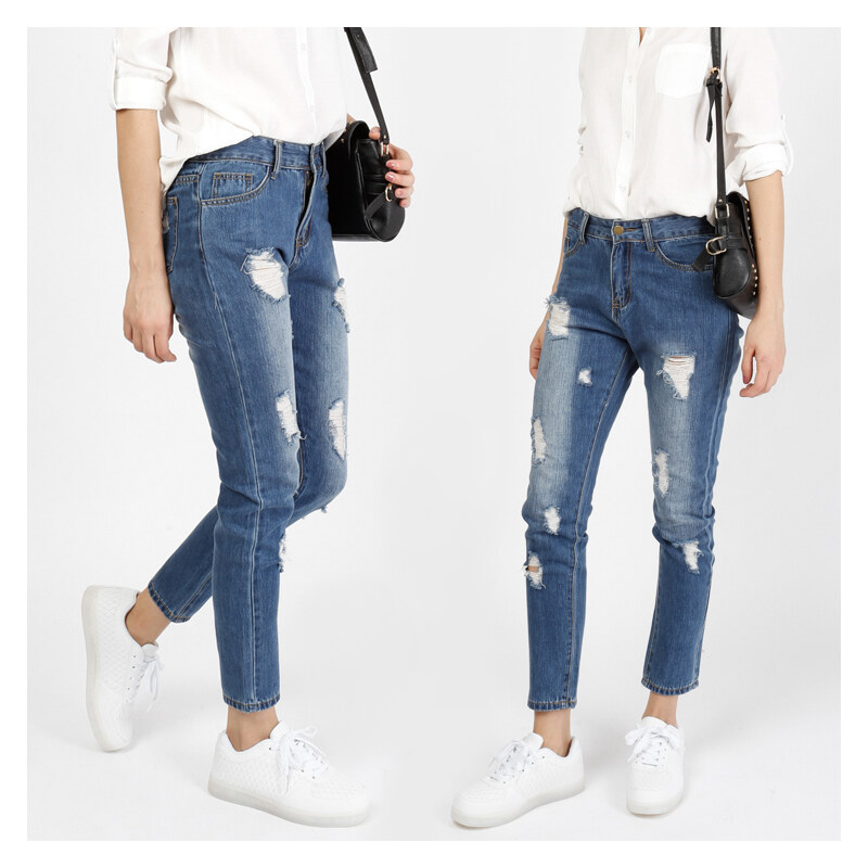Lesara Knöchellange Skinny-Jeans im Used-Look - XS