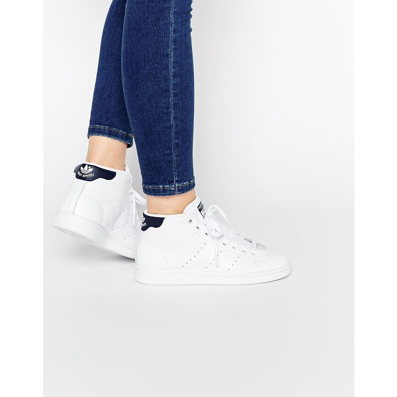 adidas Originals - Stan Smith - Mittelhoch geschnittene Sneakers in Weiß & Schwarz - Weiß