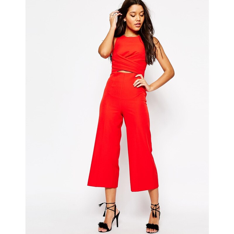 ASOS - Overall mit gewickelter Taille - Rot