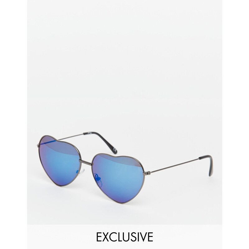 Jeepers Peepers - Exklusive Sonnenbrille in Herzform mit verspiegelten Gläsern - Blau