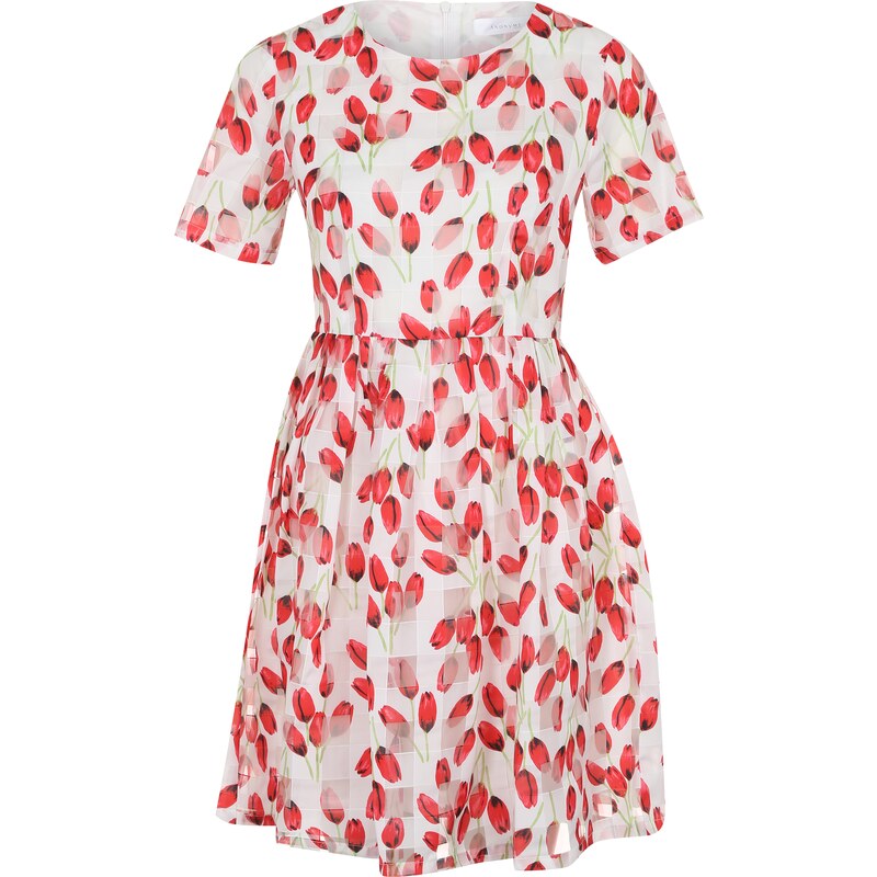 Anonyme Designers Kurzarm Kleid mit Blumenprint