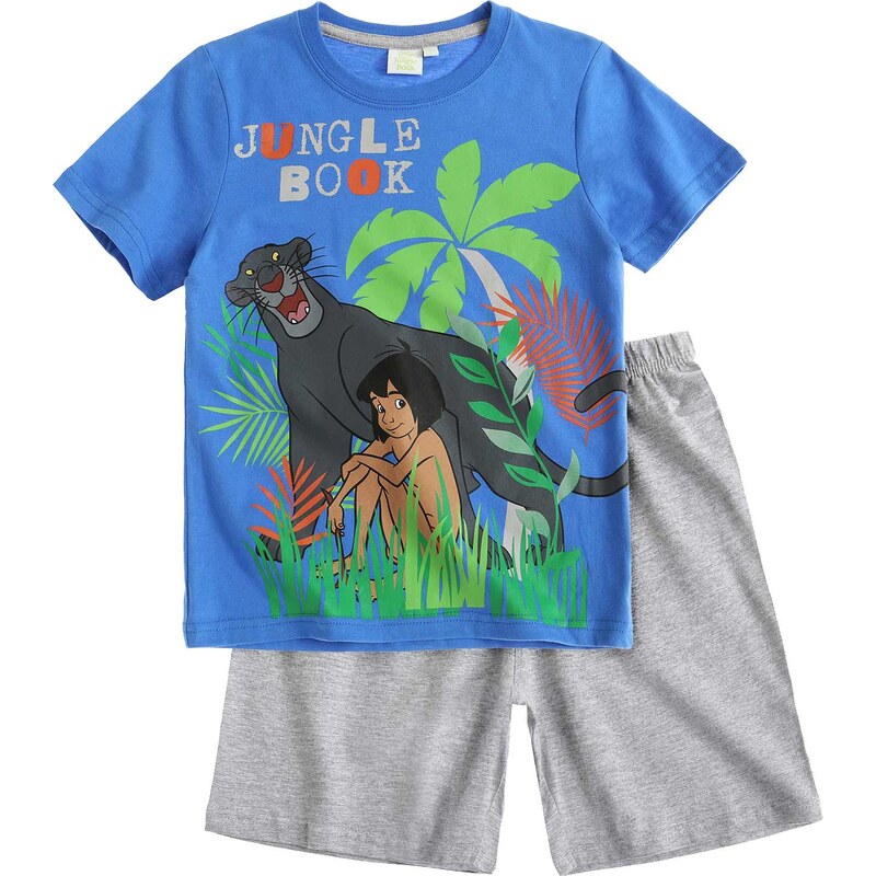 Disney Das Dschungelbuch Shorty-Pyjama grau in Größe 104 für Jungen aus 100% Baumwolle Graumelange: 85% Baumwolle 15% Viskose