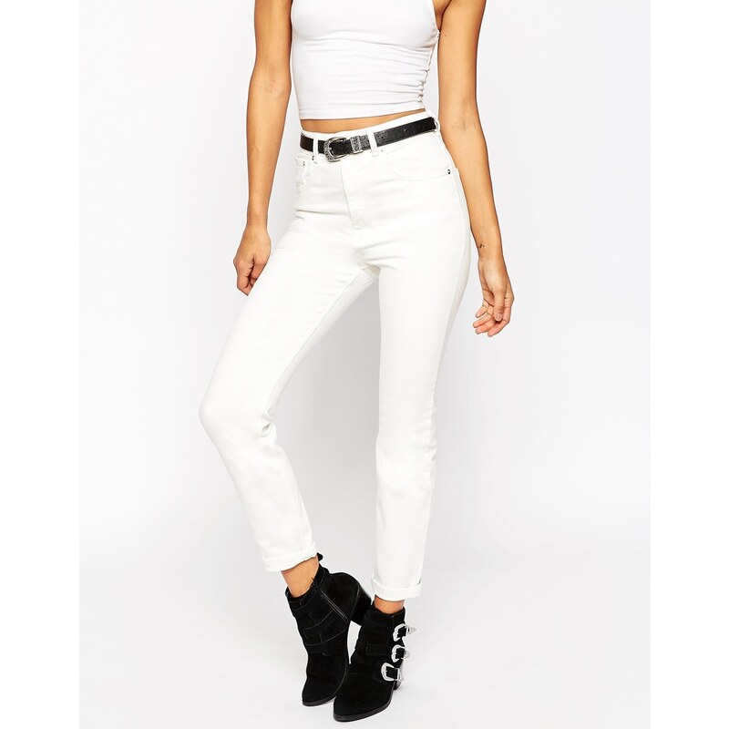 ASOS - Farleigh - Schmale Mom-Jeans in weißer Chalk-Waschung - Weiß