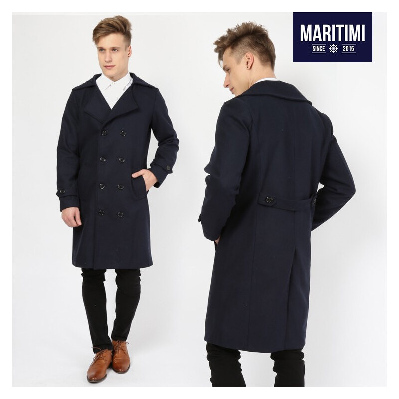 Maritimi Klassischer Mantel mit Reverskragen - L