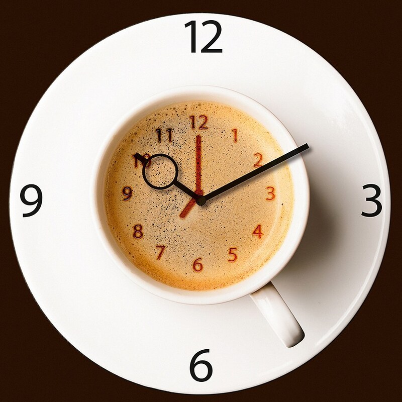 Wanduhr aus Glas, Eurographics, »It's Coffee Time«, 30/30 cm