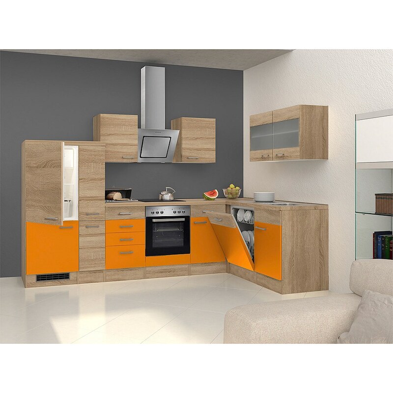 Winkel-Küchenzeile mit E-Geräten »Rio«, 310 x 170 cm, inkl. 2. Frontensatz gratis dazu