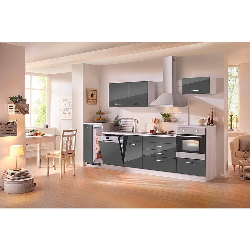 Held Möbel Küchenzeile mit E-Geräten »Le Mans«, Breite 310 cm