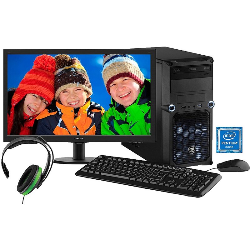 Hyrican Gaming PC Set Intel® Pentium® G4400, GT 730, Windows 10, Monitor »Cyber Gamer SET01024«