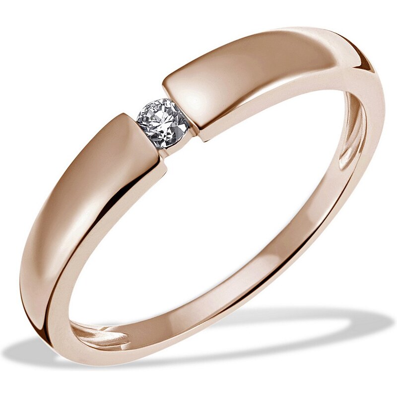 goldmaid Damenring Verlobung Solitär 585/- Rotgold 1 Diamant 0,10 ct. SI/