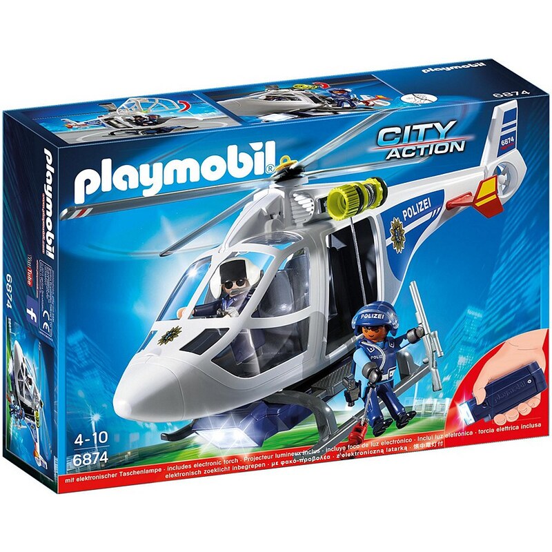 Playmobil® Polizei-Heli + LED Suchscheinwerfer (6874), »City Action«