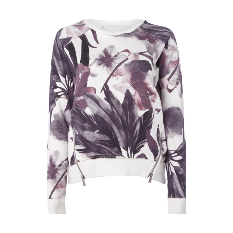 khujo Sweatshirt mit floralem Muster und Zip-Details