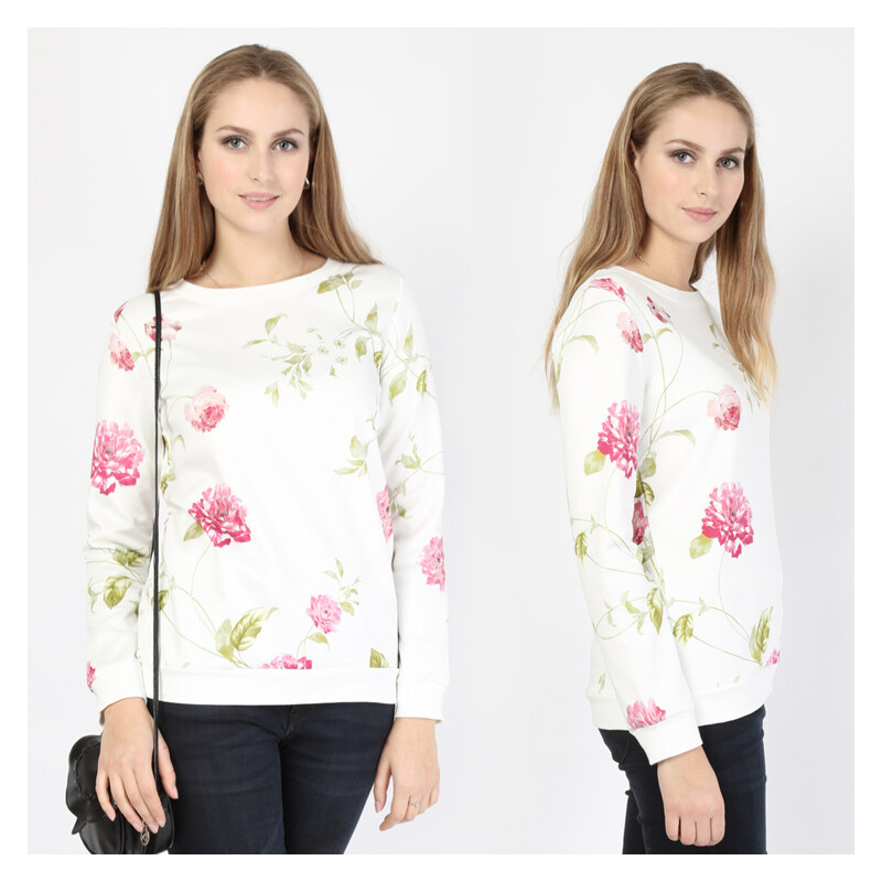 Lesara Oversize-Sweatshirt mit Blumen-Print - M