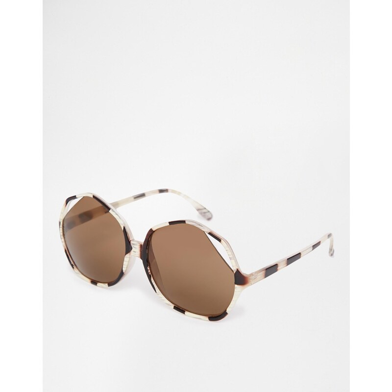ASOS - Eckige, übergroße Sonnenbrille im Stil der 70er Jahre mit Aussparungen am Rahmen. - Braun