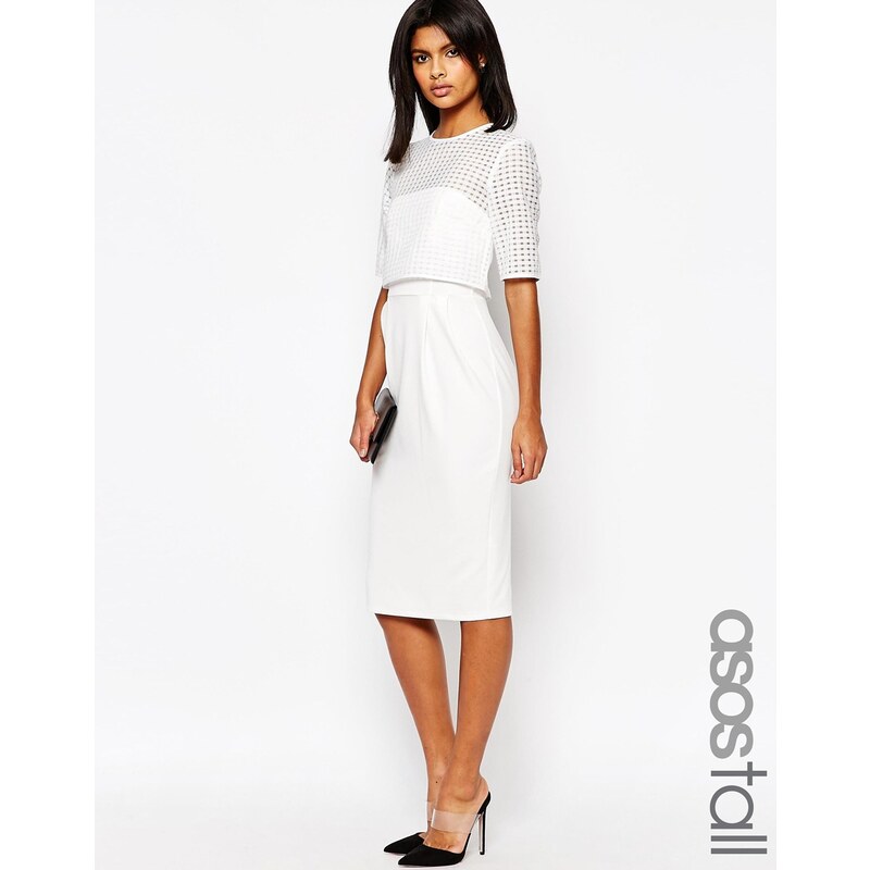 ASOS TALL - Kleid mit kurzem Oberteil aus Spitze - Weiß