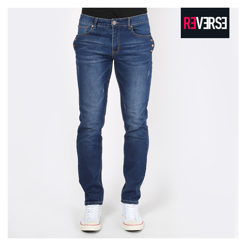 Re-Verse Slim Fit-Jeans mit Nieten-Applikation - 34