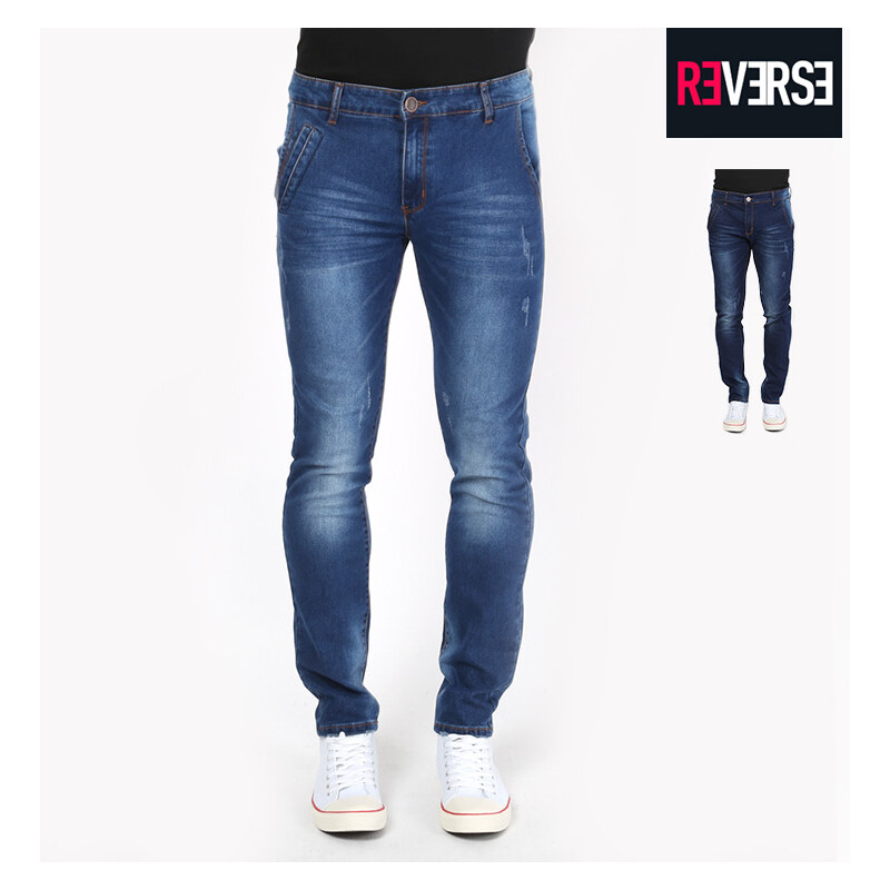 Re-Verse Skinny Fit-Jeans mit Paspel-Applikation - 32 - Dunkelblau
