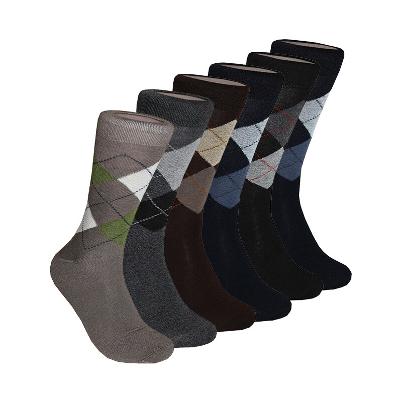 Lesara 6er-Set Business-Socken mit Argyle-Muster - 39-42