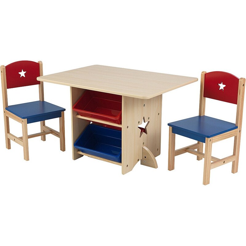 KidKraft® Kindermöbel, »Tisch mit Aufbewahrungsboxen und 2 Stühlen Sternchen«