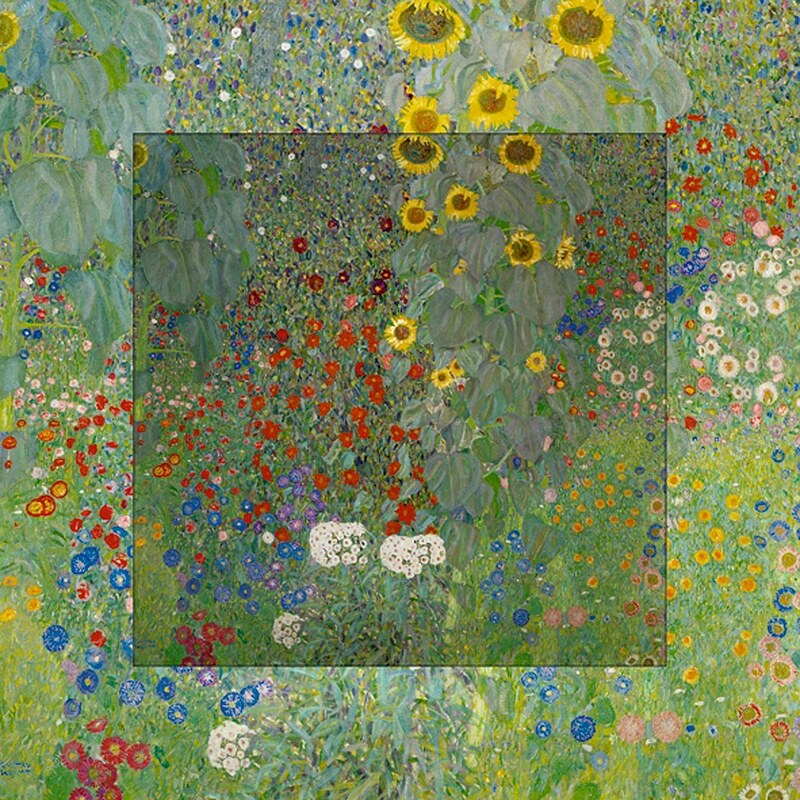 Home affaire Bild, Kunstdruck »G. Klimt: Garten mit Sonnenblumen«, 50,4/50,4 cm