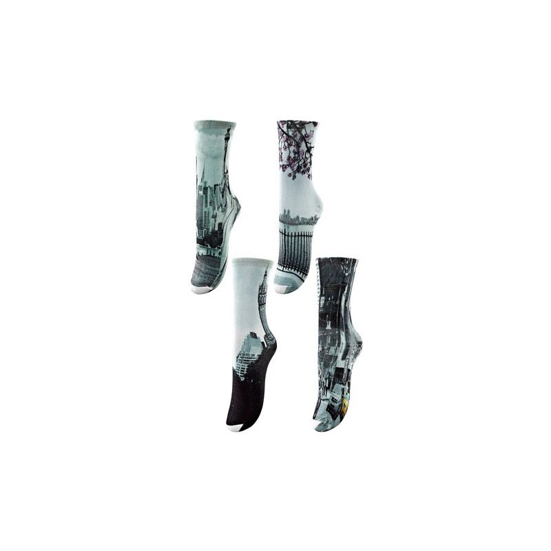 Arizona Städte-Socken (4 Paar) mit digitalem Fotodruck grau 35-38,39-42