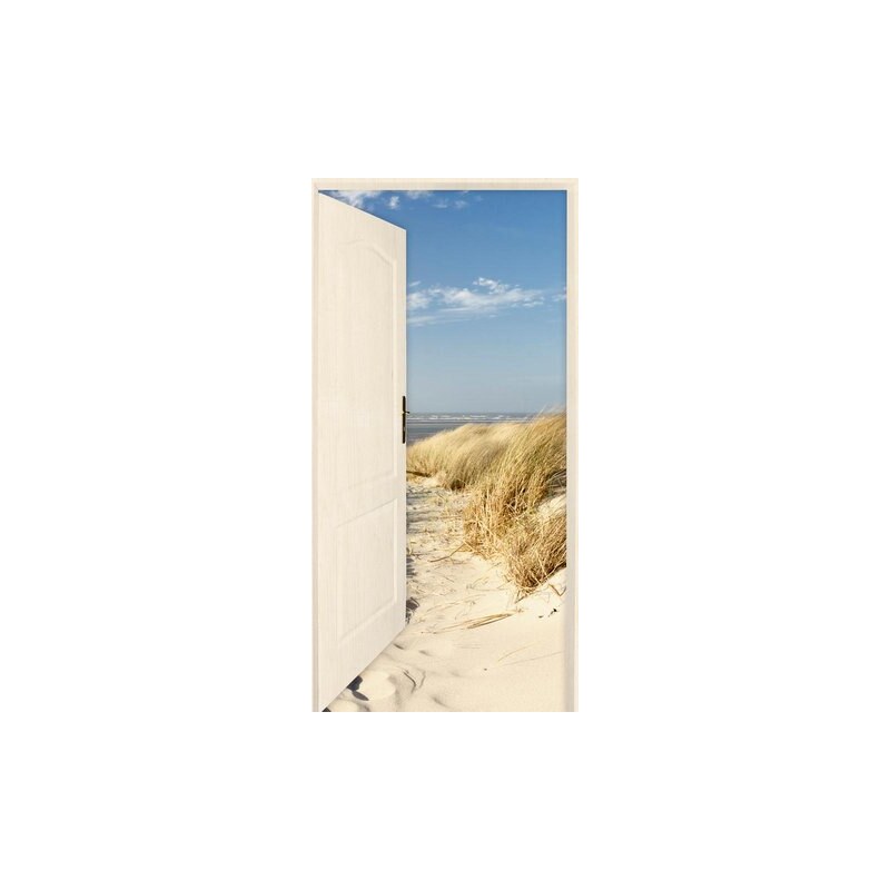 Leinwandbild E. Gruendemann: Offene weiße Tür mit Blick auf den Strand 50/100 cm HOME AFFAIRE natur