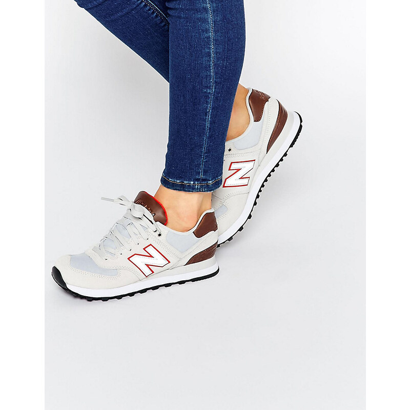New Balance - 574 - Sneakers in Weiß und Hellbraun - Weiß