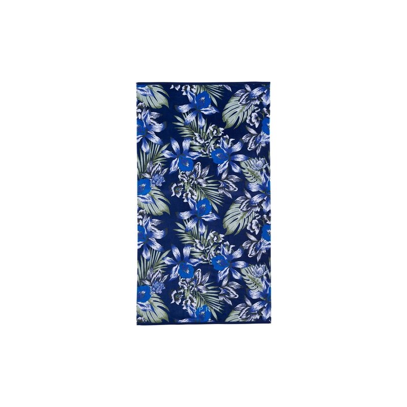 Strandtuch Floridana mit großen Blüten Esprit blau 1x 100x180 cm