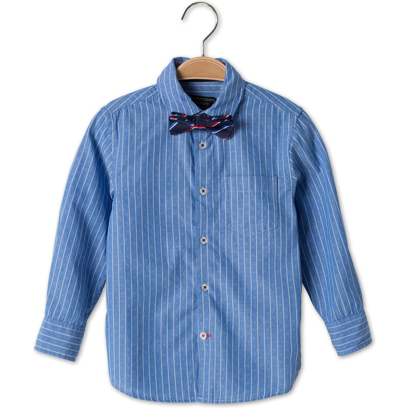 C&A Langärmeliges Baumwoll-Hemd mit Fliege in Blau
