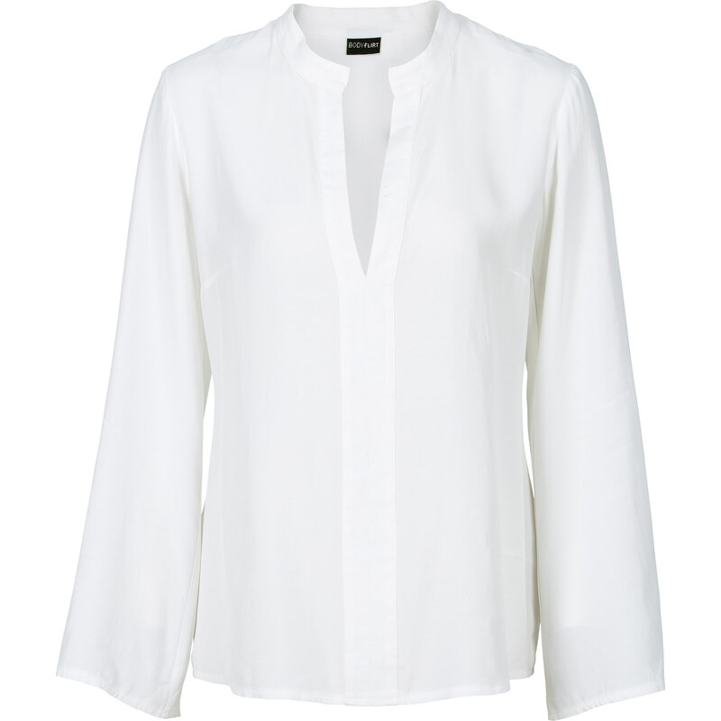 BODYFLIRT Tunika-Bluse mit Trompetenärmeln langarm in weiß von bonprix