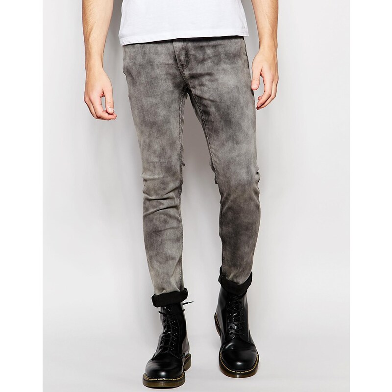 Cheap Monday - Night Storm - Enge Stretch-Jeans in Acid-Waschung - Blau