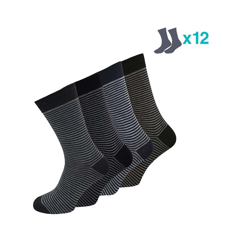 Lesara 12er-Set Business-Socken gestreift - 39-42