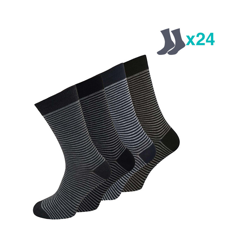 Lesara 24er-Set Business-Socken gestreift - 39-42