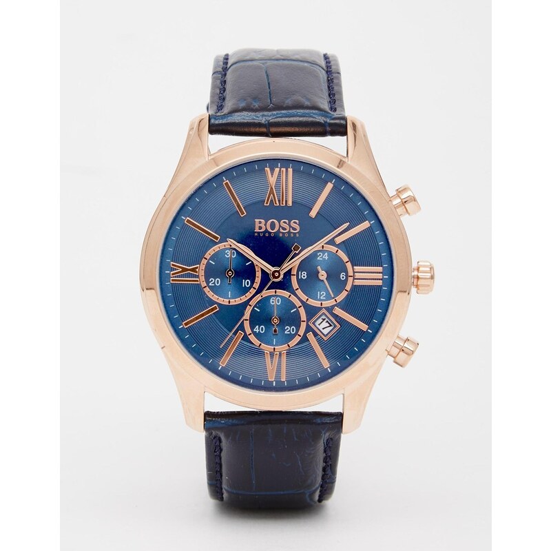 BOSS By Hugo Boss - Uhr mit blauem Lederarmband, 1513320 - Blau