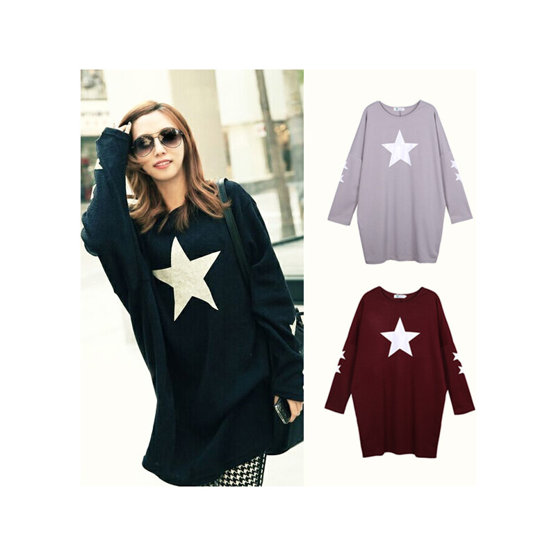 Lesara Oversize-Sweatshirt mit Sternen-Print - XS - Schwarz