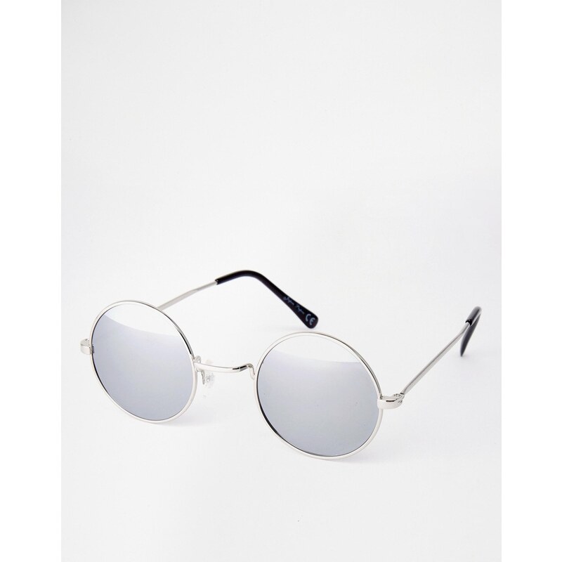 Jeepers Peepers - Runde Sonnenbrille mit blauen Gläsern - Silber