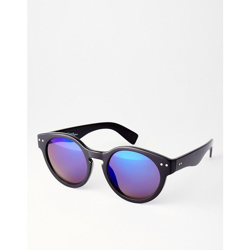 Jeepers Peepers - Runde Sonnenbrille mit Revo-Gläsern - Schwarz