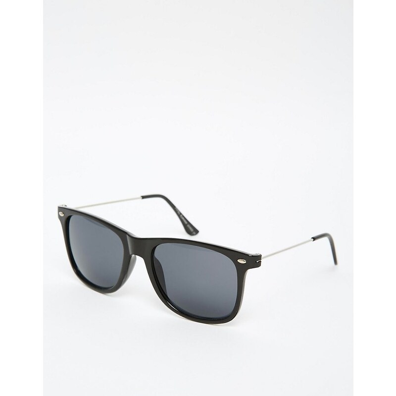 7X Square - Eckige Sonnenbrille in Schwarz mit Metallbügeln - Schwarz