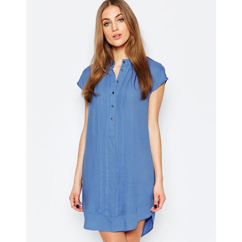 Warehouse - Lockeres Kleid mit Knopfleiste - Blau