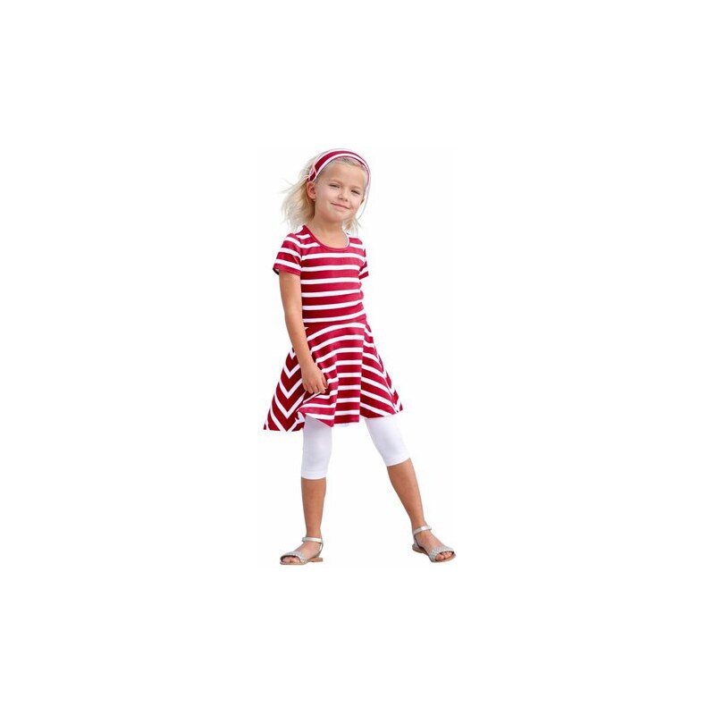 KIDOKI Kleid Leggings & Haarband (3-tlg.) für Mädchen rot 104/110,116/122,128/134,140/146,92/98