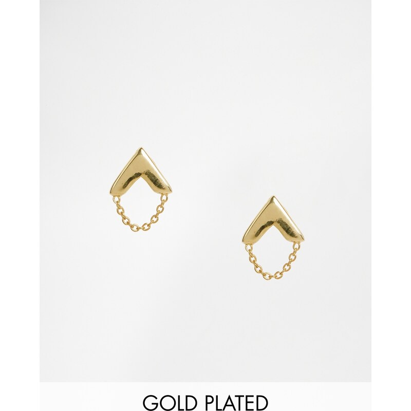 ASOS - Vergoldete Ohrringe aus Sterlingsilber mit Kette und Pfeil - Gold
