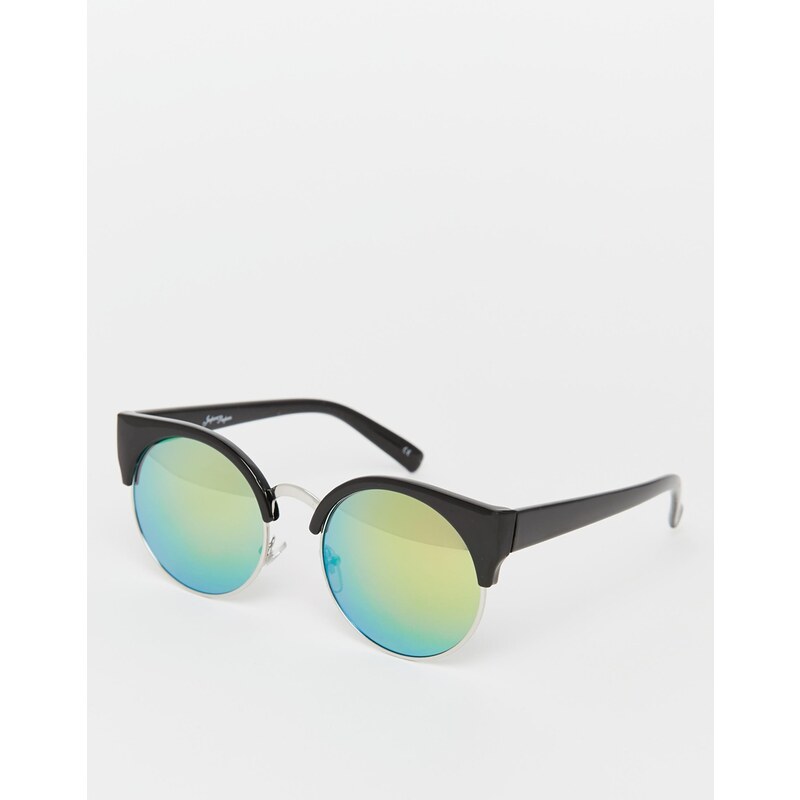 Jeepers Peepers - Pastellfarbene, runde, verspiegelte Sonnenbrille - Schwarz